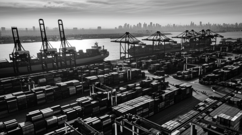 Cinematic global shipping port